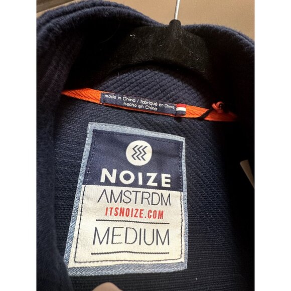 Noize Mens Navy Ribbed Full-Zip Jacket With Stand Collar & Button Pockets Size M - Picture 9 of 10